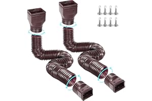 Gutterlix 2 Pack Flexible Gutter Downspout Extensions Extendable from 21" to 67", Downspout Extender Comes with Adapters, Thickened Down spout Drain Extension for Rainwater Drainage(Brown)