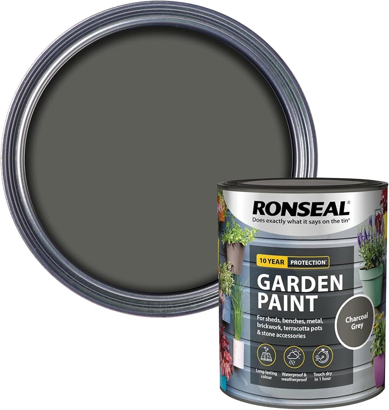 Ronseal Garden Paint Charcoal Grey 750ml Exterior Protective Paint