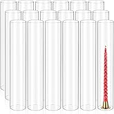 18 Pcs Hurricane Candle Holder Sleeve, H:16" D:3" Bottomless Glass Cylinder Candleholder Tall Clear Glass Cylinder Open Both Ends, Chimney Tube Cover, Open Ended Candle Shade