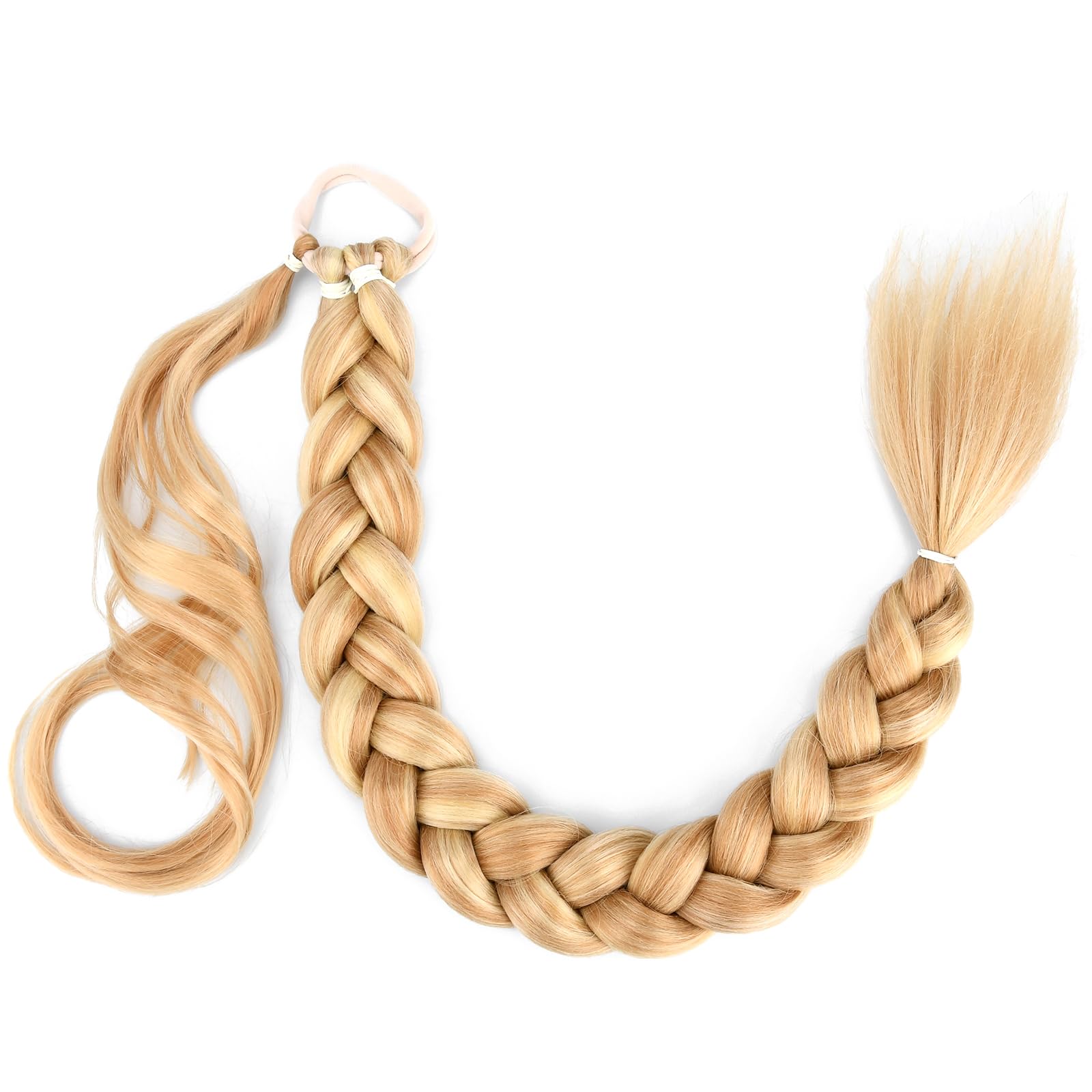 Gledola Long Braided Ponytail Extension 30 Inch Pre stretched Braiding Hair Extensions DIY Braid Ponytail Synthetic Hair Piece (Sandy Blonde, 30 inches)