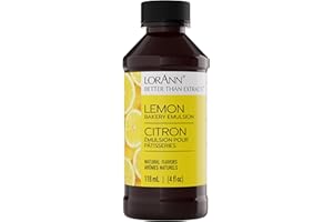 Lorann Oils Lemon Bakery Emulsion: Tangy Lemon Essence, Perfect for Amplifying Citrus Tones in Cakes, Cookies & Desserts, Gluten-Free, Keto-Friendly, Lemon Extract Alternative Essential for Your Kitchen