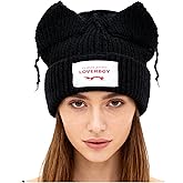 Knitted Beanie Hat for Women Men Cute Bunny Long Ear Hat Slouchy Cat Ear Hat Crochet Fluffy Winter Warm Rabbit Y2k Skull Cap
