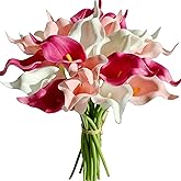 Mandy's Shades of Pink PU Calla Lily Artificial Flowers 20 Stems 13.5in Faux Realistic Centerpiece for Valentine's Day and Easter Decorations DIY Bridal Bouquet Home Décor