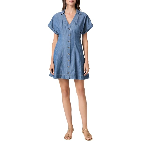 alice and olivia diana tiered denim dress Alice + Olivia Denim Midi Dress by Alice & Olivia