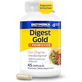 Enzymedica Digest Gold + Probiotics - Helps Gas &amp; Bloating - 45 Capsules | Digestive Enzyme Supplement for Women &amp; Men, Enzyme and Probiotic Capsules for Digestion, Gut Health Support, Vegetarian