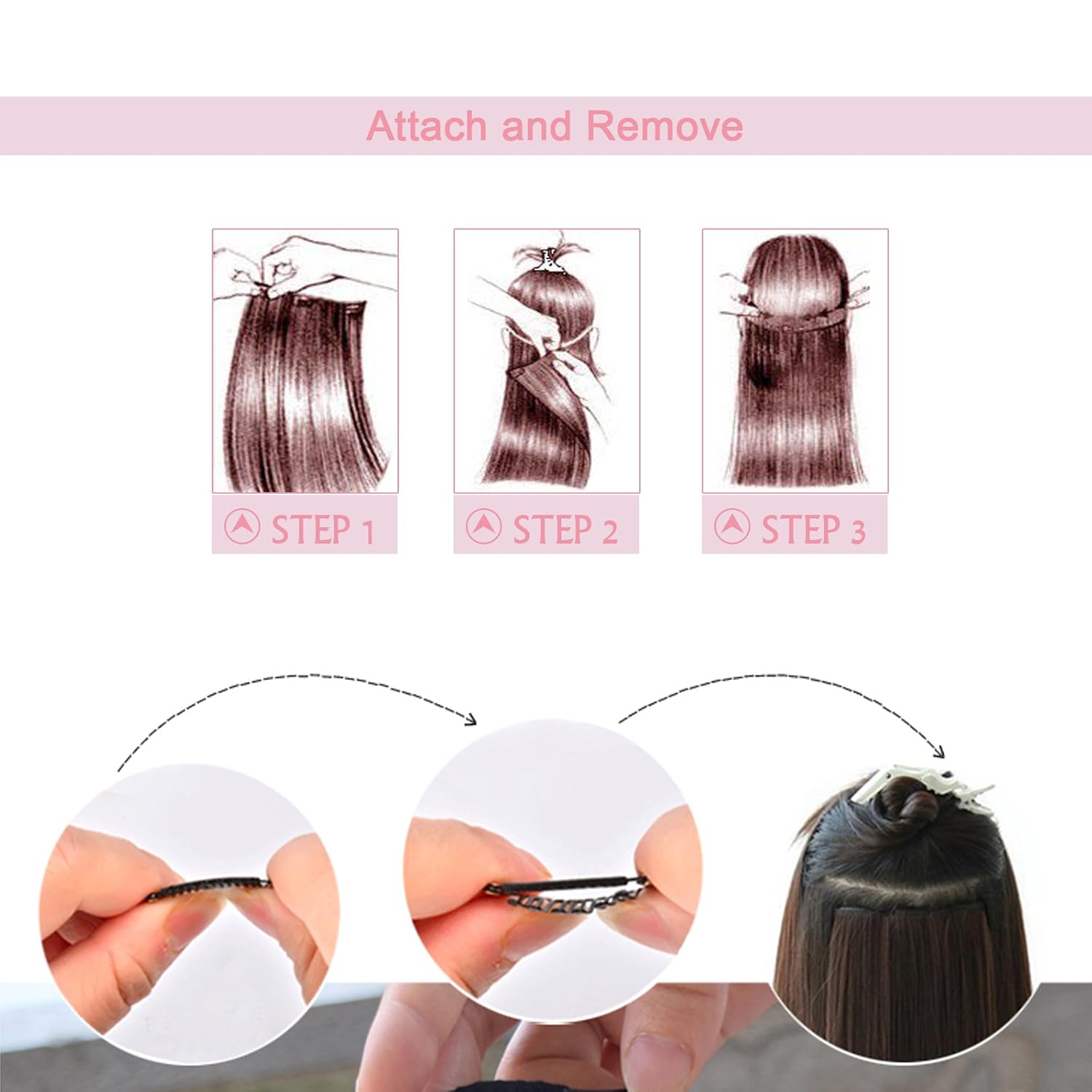 OUBO Clip in Extensions Haarteile für eine komplette ganzen Kopf OUBO Clip in Extensions Haarteile für eine komplette ganzen Kopf Haarverlängerung Haarverdichtung glatt 135g 145g hochwertiges dickes Haar 7 Tressen 16