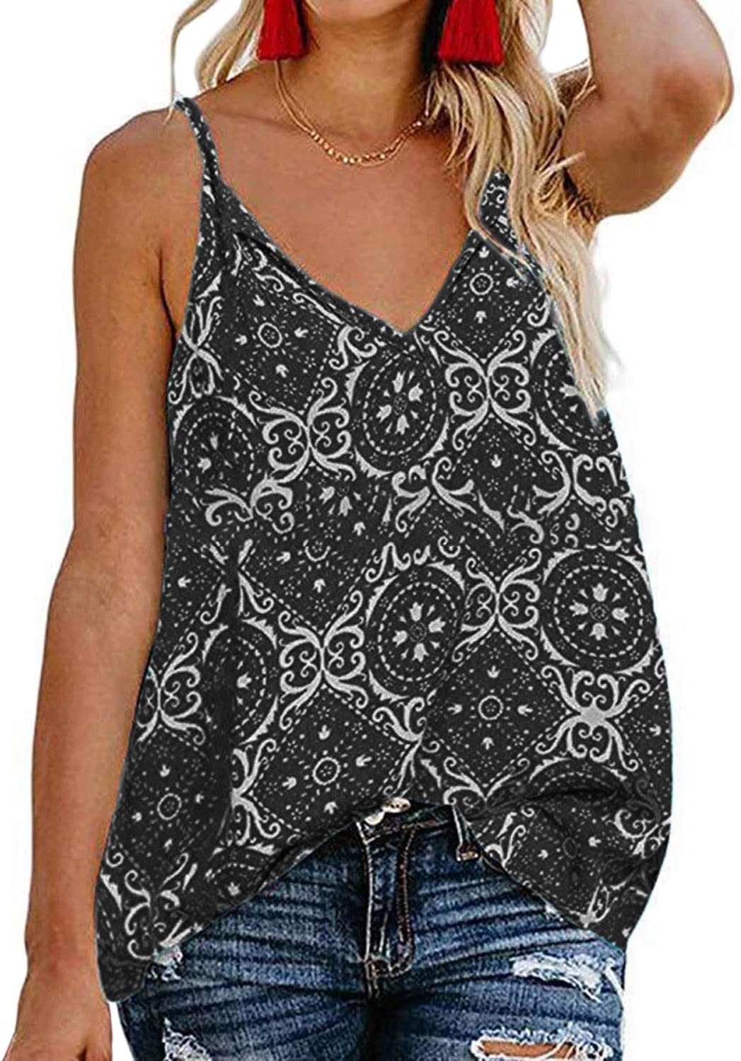 Dcharme Women Cami Tank Tops Spaghetti Strap Camisole Tops Sleeveless Blouses Shirts