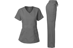 Dagacci Medical Uniform Women's Scrub Set Stretch and Soft Y-Neck Top and Pants