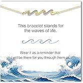 C-leen Birthday Gifts for Women, 14K Gold Plated Wave Bracelets Dainty Birthday Gifts for Mom Daughter and Friend