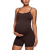 CRZ YOGA Butterluxe Maternity Cami Strap Workout Romper - U Neck Casual Shorts Jumpsuit Pregnancy Womens Tank Top Bodysuit