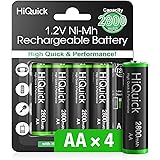 HiQuick AA Rechargeable Batteries 2800mAh 1.2V High Capacity and Long-Lasting Pre-Charged Ni-MH Low Self-Discharge AA Battery