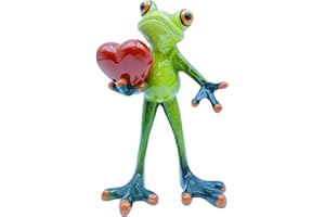 VVGIFTS Frog Figurines Decor Funny Cute Craft Resin Frog Sculpture Statue for Home Office Desk Tabletop Bathroom Decoration, Ornament Gift (Frog Holding Heart)