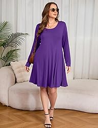 JollieLovin Women Long Sleeve Dress with Pockets