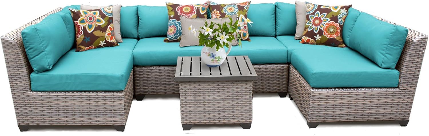 Amazon Com Tk Classics Florence 07c Aruba 7 Piece Outdoor Wicker Patio Furniture Set Aruba Garden Outdoor