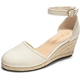 DREAM PAIRS Women's Espadrilles Closed Toe Ankle Strap Dressy Platform Wedge Sandals