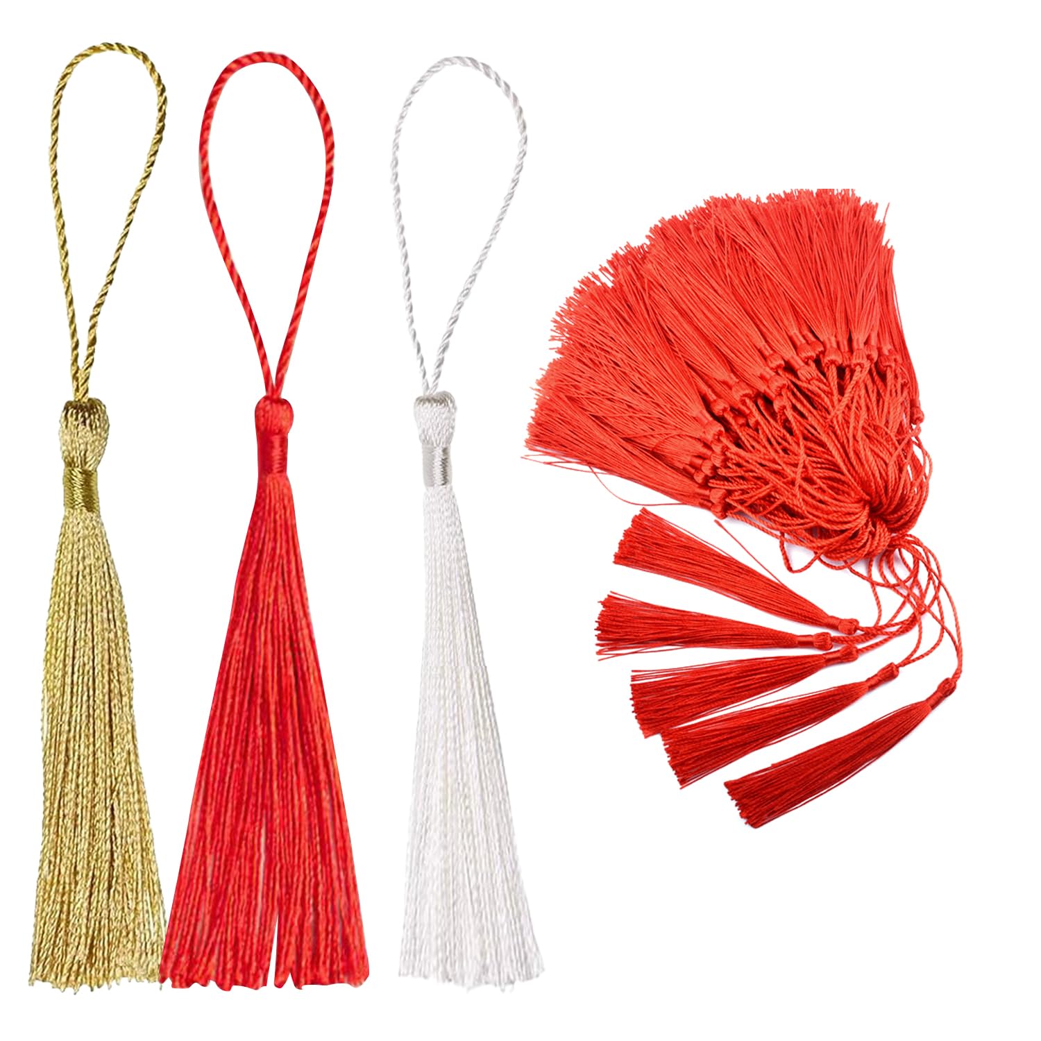 150 Piece Bookmark Tassels, Golden Tassels, Red Tassels, Colorful Tassels, Decorative Tassels, Mini Tassel Accessories, Small Decorative Tassels