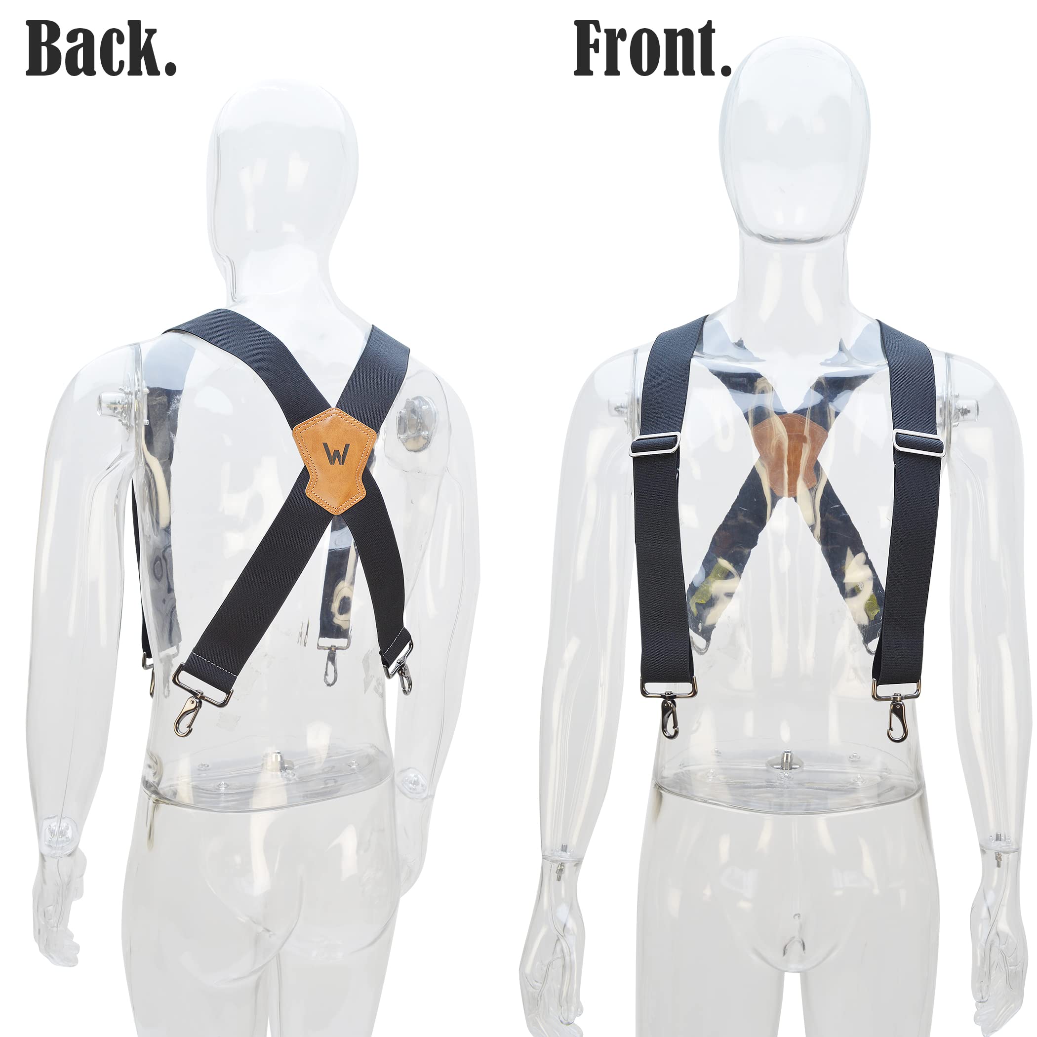 WELKINLAND 2Inch-Wide Full Elastic Suspenders, Heavy Duty Men's Work Suspenders with Hooks