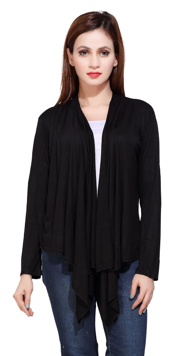 bfly women's viscose long shrugs(black)