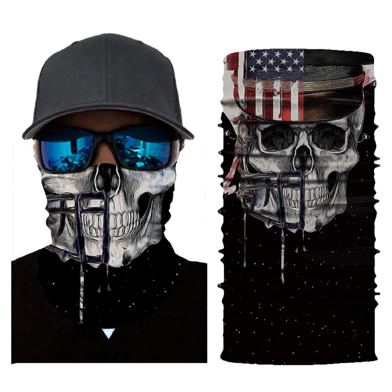 Men's Neck Gaiter Face Mask, Dust Protection Skull Bandana Masks