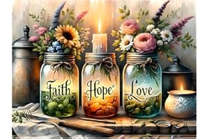 Cross Stitch Kits for Adults - Faith, Hope, Love Wishing Bottle Stamped Cross Stitching Ornament Kits for Beginners, Counted 