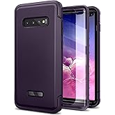 SURITCH for Samsung Galaxy S10 Plus Case, [Built-in Screen Protector] 360° Full Protection Military Grade Shockproof Rugged Bumper Thick Protective Phone Cover for Samsung S10 Plus 6.4 Inch - Purple