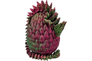 ZZ LIFE Surprise Dragon Egg Articulating Gemstone Dragon Fidget Figurine - 3D Printed Dragons Flexible ADHD, Autism, Relief Anxiety - Articulated Joints (GR)
