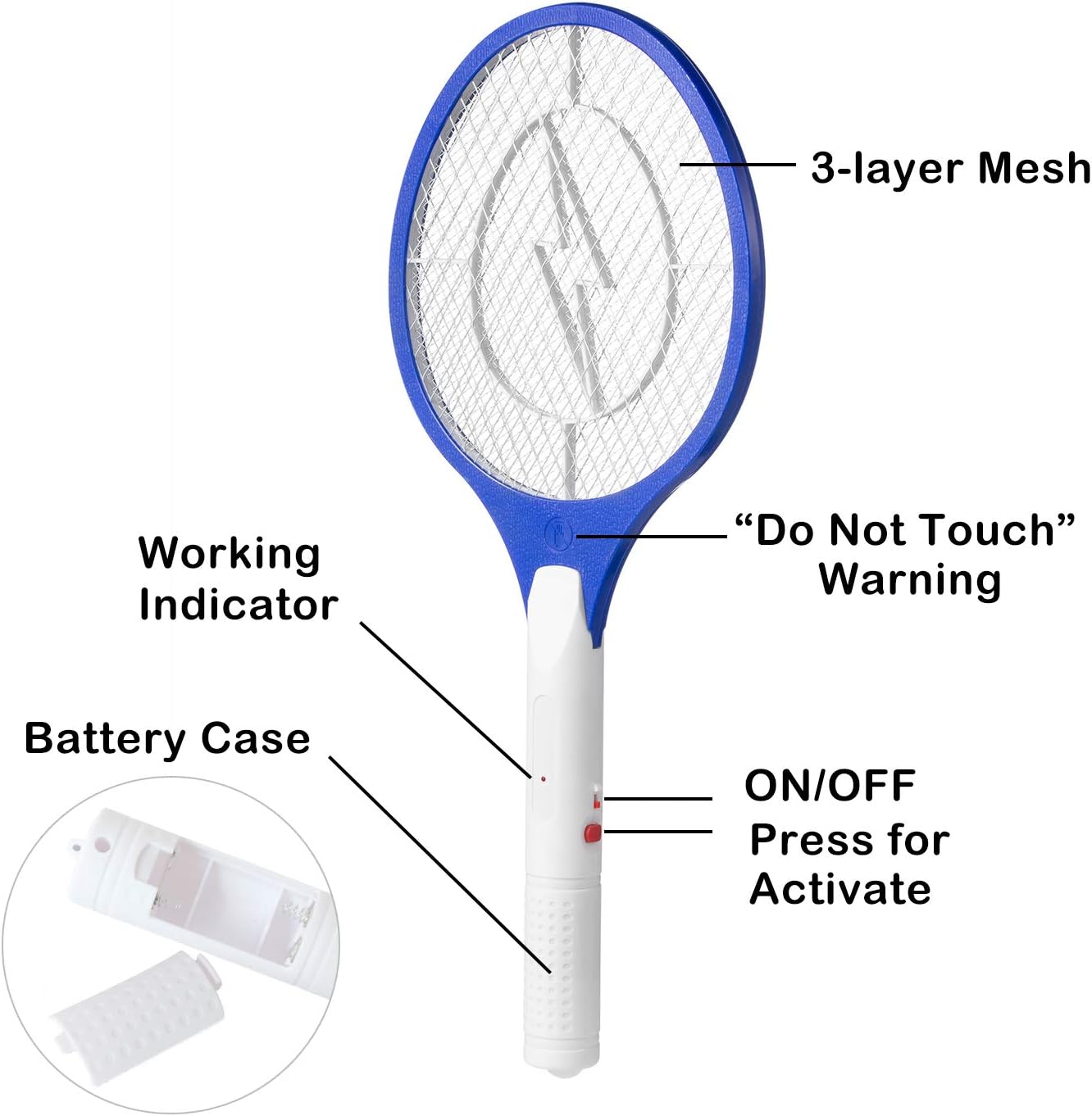 Micnaron Electric Fly Swatter 2 Pack, Portable Fly Mosquito Swatter 3500V, Handheld Bug Zapper Racket with Safe to Touch Mesh Net (Blue &Yellow): Garden & Outdoor