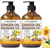 2 Pack Ginger Oil Lymphatic Drainage Massage,Belly Drainage Ginger Oil-Warming Tired Sore Muscle Ginger Massage Oils With Nat