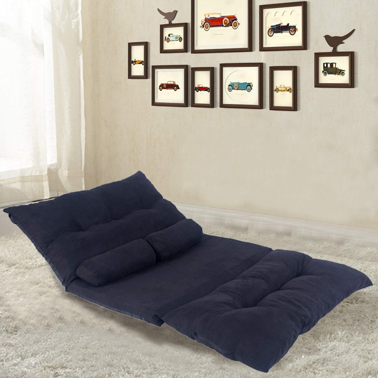 FLIEKS Futón Plegable para sofá o Cama (tamaño pequeño), Color Azul