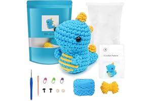 Dasonwin Learn to Crochet Kit for Beginners,Crafts for Adults, Knitting Kit with Step-by-Step Video Tutorials,Amigurumi Kits Crochet- Dinosaur…
