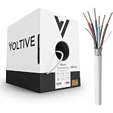 Voltive 18/6 Shielded Low Voltage Wire, Riser CL3R, White, 500ft - 18AWG, 6 Conductors, Overall Shield, Stranded Bare Copper, UL Listed - V-1256-1