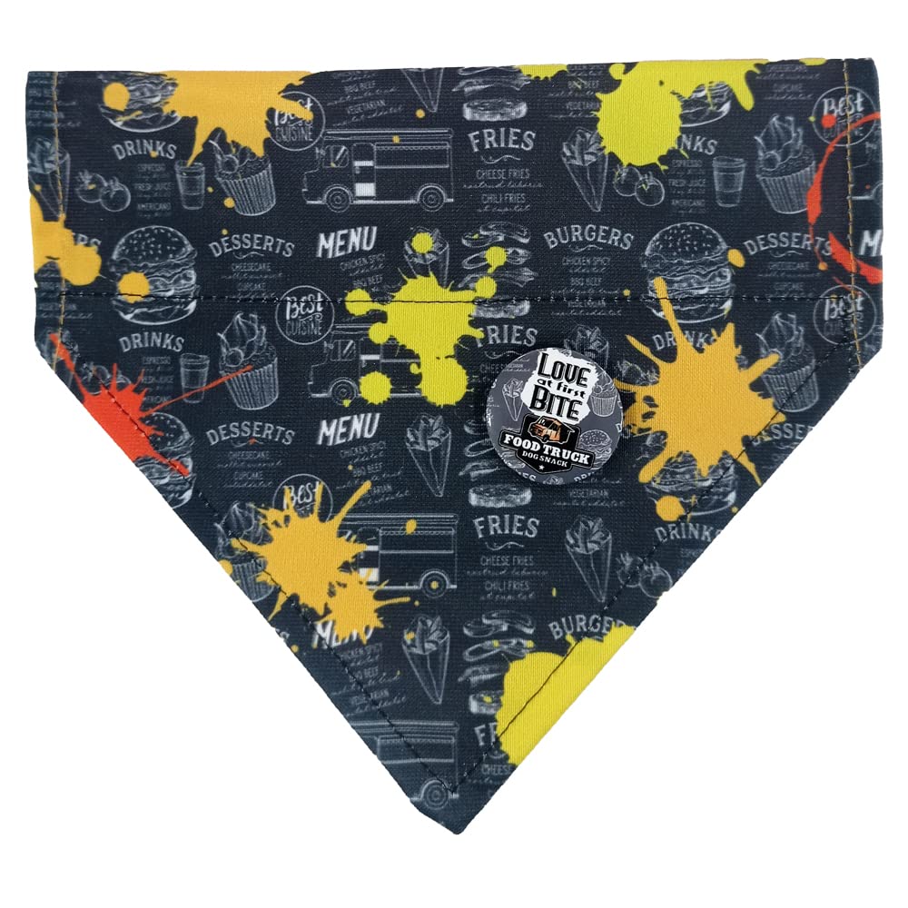 Croci FOODTRUCK Dog Bandana (Lead Not Included) - with Decorative Brooch