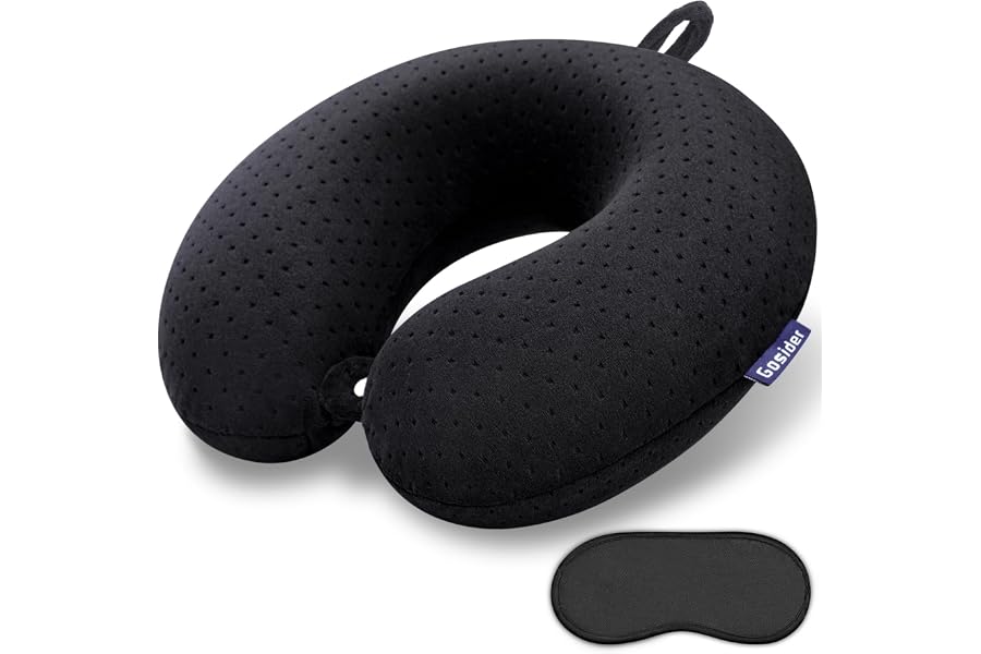 Black Travel Neck Pillow Memory Foam Airplane Pillow for Neck and Head Support Soft Portable U Shape Neck Pillow for Plane, C