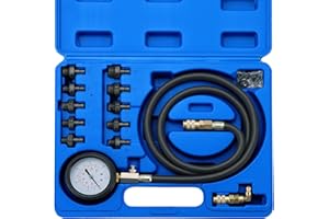 Acymner Oil Pressure Tester Kit | 0-140 PSI Engine Cylinder Oil Pressure Diagnostic Tester Tool Set with Hose Adapters for Ca