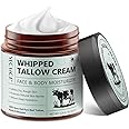 Whipped Beef Tallow for Skin - 100% Grass Fed Pure Beef Tallow with Honey Natural Moisturizing Cream for Face and Body Deep Hydration Softens Dry Skin Nourishing Tallow Cream ((1 Pack 1 x 4.2 Oz))