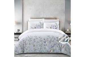 SO OQ STYLE QUARTERS Style Quarters Duvet Cover King Size, 3 Pcs Floral Duvet Covers with Zipper Closure, 100% Polyester Bedding Set, Comforter Cover with Watercolor Plant Pattern Include 1 Duvet Cover and 2 Pillow Shams