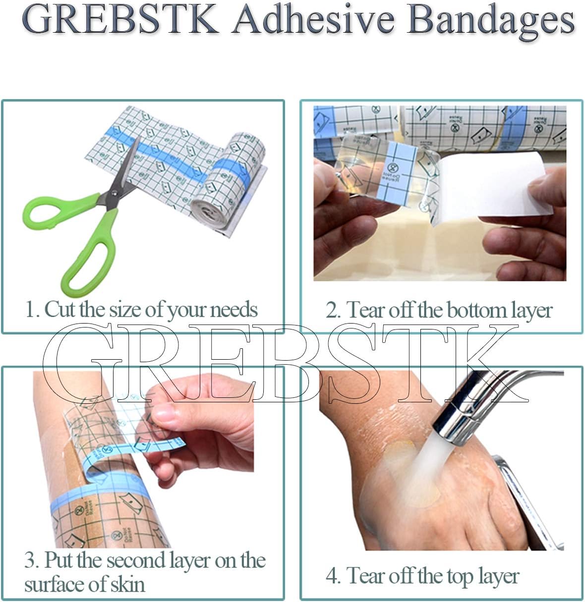 Waterproof Adhesive Bandages Transparent Stretch Tape Retention Dressing Tapes for Tattoo Aftercare/Keep Wound/Fexed Plaster, etc(15cm x 200cm/ 6in x 80in): Health & Personal Care