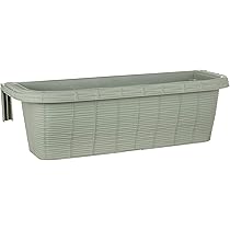 Apollo 24" Adjustable Railing Planter - Rattan Look, Self-Watering, Fits 1" To 4" Rails