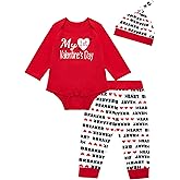 Auggle Baby Boys Girls My First Valentine's Day Romper Infant Long Sleeve Cute Outfit Clothes Set