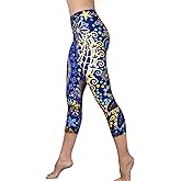 Comfy Yoga Pants - Workout Capris - High Waist Workout Leggings for Women - Lightweight Printed Yoga Legging - Size S/M 4-10