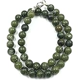 SHYAAN JEWELS AAA Perfect Natural GREEN JADE Gemstone 8mm Round Beaded Stretchable 15.5" Inches Choker Necklace
