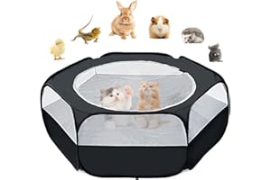 XIRGS Small Animal Playpen with Cover, Portable Pop Up Pet Enclosure for Rabbits, Guinea Pigs, Hamsters, Chinchillas, Ferrets & Kittens, Indoor Outdoor Waterproof Play Pen, Cage Tent & Chick Brooder Box