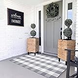 MUBIN Cotton Buffalo Plaid Rug, 3'x5' Grey and