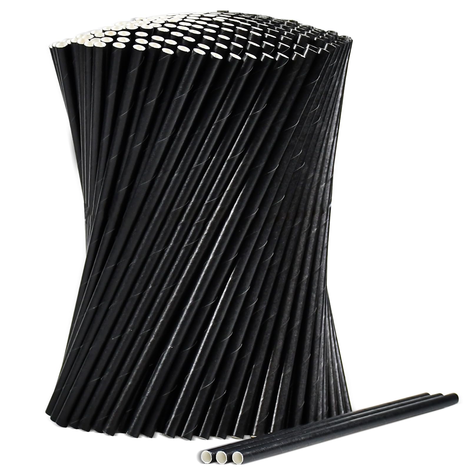 Black Cocktail Paper Straws Biodegradable - Pack of 1000, 19.7 x 0.6 cm, for Bars and Restaurants