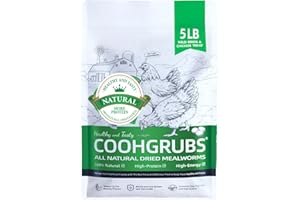 COOHGRUBS Dried Mealworms for Birds, Non-GMO High Protein Chicken Treats & Poultry Feed, 5 lb Bag