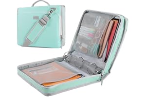 HINOOR 2 Inch 3-Ring Zipper Binder with Shoulder Strap, O-Ring Zip Up Binder with 500 Sheet Capacity, Compatible with 13" MacBook/Tablet, for School, Office (Light Blue)