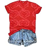 Women Valentines Shirts Tie Dye Heart Graphic Short Sleeve Cute Round Neck Shirt for Women Lover Gift Tops
