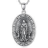 Dorunmo 925 Sterling Silver St Michael/St Christopher/Archangel Raphael Gabriel Metatron/Virgin Mary Crucifix Pendant Bible Verse Prayer Necklace Jewelry for Men Women