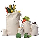 Cotton Muslin Bags, 100% Organic Cotton with Double Drawstring. Premium Quality Reusable Eco-Friendly Natural Muslin Bags. (50, 8 x 10 Inches)