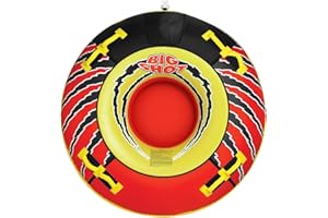 Airhead Big Shot Towable 1-4 Rider Tube for Boating and Water Sports, Kwik-Connect Tow, Double-Stitched Partial Nylon Cover & Patented Speed Safety Valve for Easy Inflating & Deflating